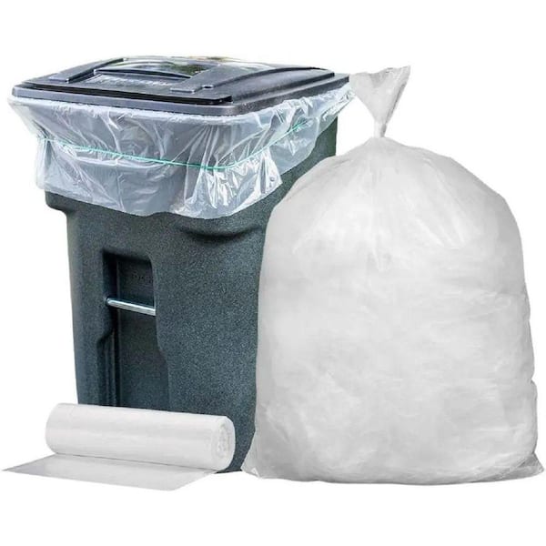 65 Gal. Clear Trash Bags, 1.5 mil, 50 in. x 48 in. (50-Count)