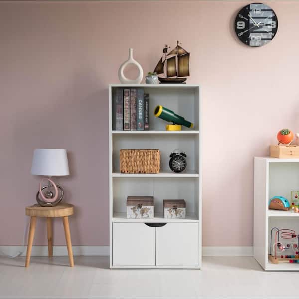 Basicwise 47.25 in. Tall Particle Board Multi-Purpose White Open