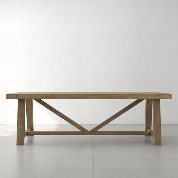 Farmhouse, Solid Wood Material 98 in. 4-Legs Dining Table with 8-Seating Capacity