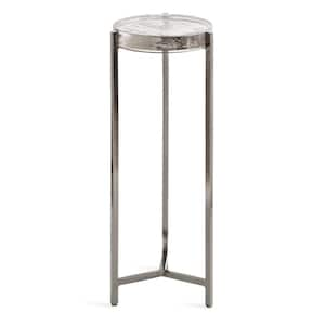 Aguilar 9.00 in. Pewter Round Glass End Table