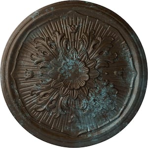 15-3/4" x 5/8" Lupton Urethane Ceiling Medallion (Fits Canopies upto 1-1/8"), Hand-Painted Bronze Blue Patina