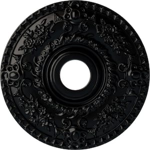 18" x 3-1/2" ID x 1-1/2" Rose Urethane Ceiling Medallion (Fits Canopies upto 7-1/4") Hand-Painted Jet Black