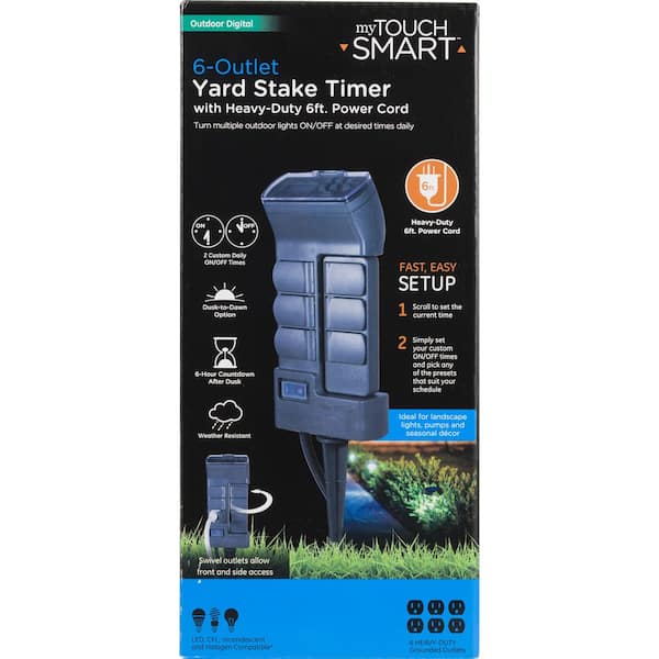 Enbrighten Outdoor 6-Outlet Wi-Fi Smart Yard Stake, Green