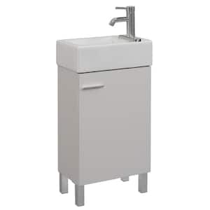 18 in. W x 11 in. D x 34 in. H Vanity in Soft White with Vitreous China Vanity Top in White and Basin