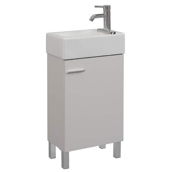 Runfine 18 in. W x 11 in. D x 34 in. H Vanity in Soft White with Vitreous China Vanity Top in White and Basin