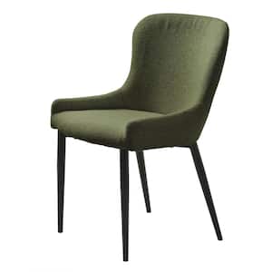 Brigitte Forest Green Boucle Chairs with Black Steel Legs (set of 2)