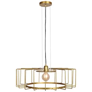 Wired 1-Light Gold Cage Pendant Light