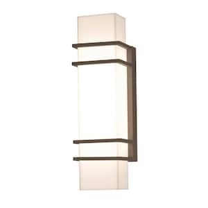 Blaine 15 in. Textured Bronze Integrated LED Outdoor Wall Lantern Sconce