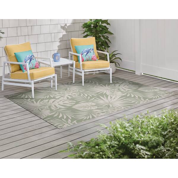 Palms Green/White 8 ft. x 10 ft. Indoor/Outdoor Area Rug
