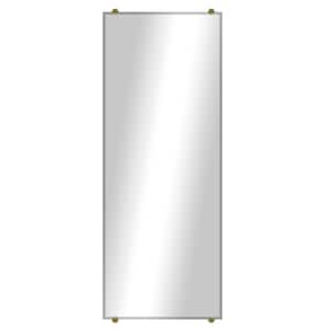Modern Rustic (20in. W x 58in. H) Frameless Rectangular Beveled Wall Mirror with Brass Round Clips