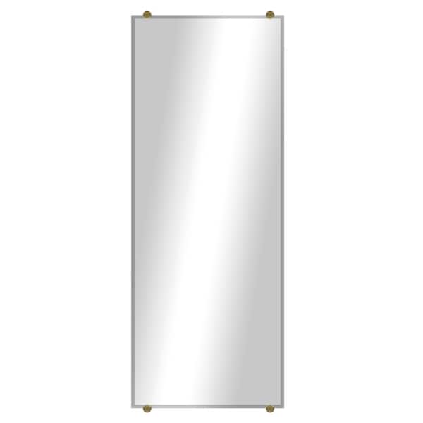 Unbranded Modern Rustic (20in. W x 58in. H) Frameless Rectangular Beveled Wall Mirror with Brass Round Clips