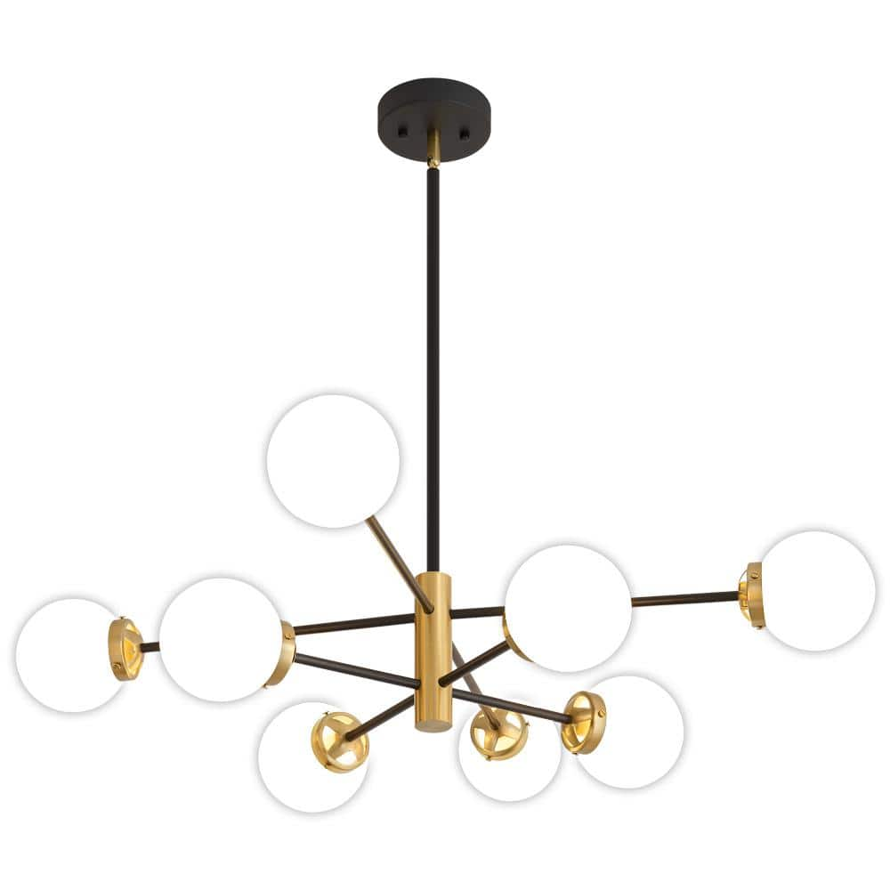 Deyidn 8-Light Vintage Black and Gold Sputnik Chandelier for Living ...