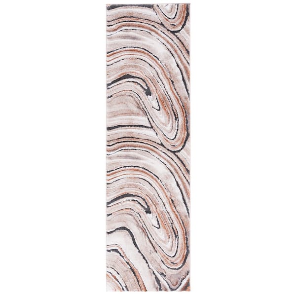 Cyrus Shag 2 ft. x 8 ft. Beige/Rust Layered Marble Runner Rug