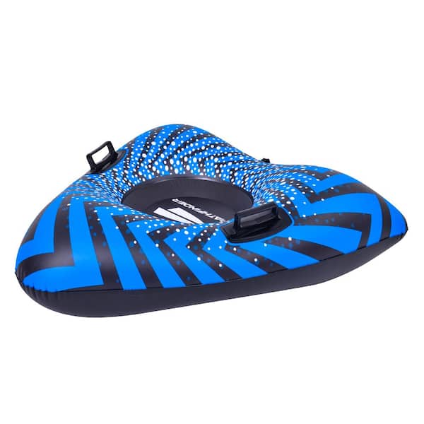 Pool Central 39 in. Inflatable Black and Blue Ride-On Pool Float or Snow Tube