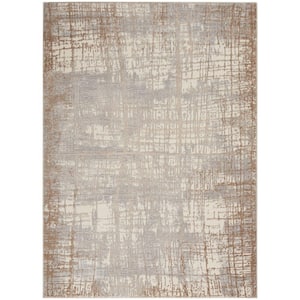 Rush Ivory/Taupe 5 ft. x 7 ft. Abstract Contemporary Area Rug
