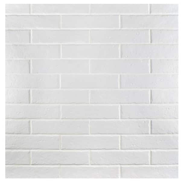 Merola Tile Brooklin Brick White 2-3/8 in. x 9-1/2 in. Porcelain Floor and Wall Tile (5.78 sq. ft./Case)