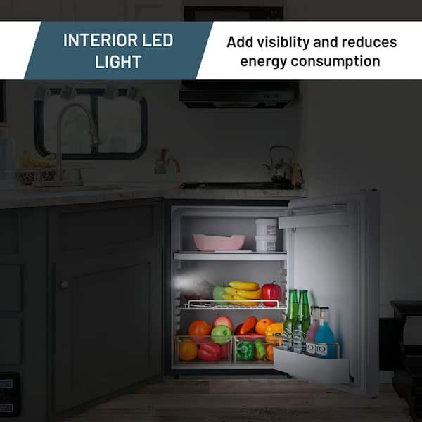 2.8 cu. ft. 12V/DC Mini-Fridge Freezer Built-in Refrigerator in Stainless for RV BOAT Off-Grid 2-Doors