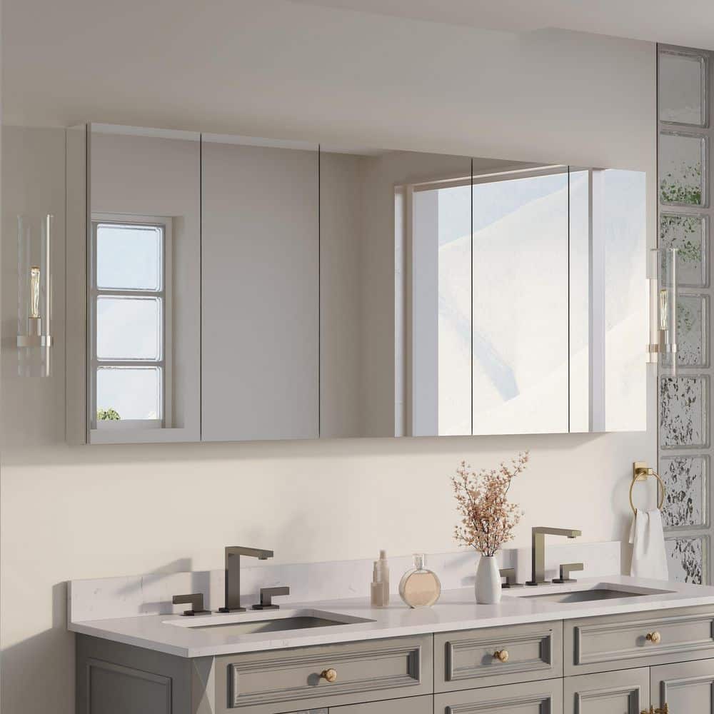 ANGELES HOME 72 in. W x 30 in. H Rectangular Combo Recess/Surface Mount ...