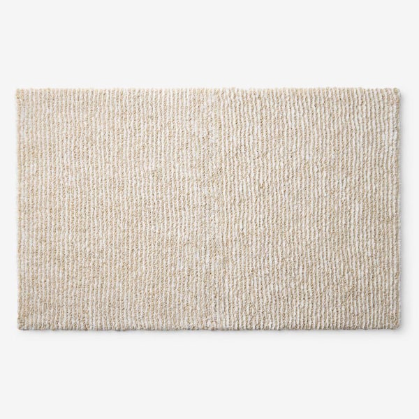 Company Cotton Thin Stripe Bath Rug 21 in. x 34 in. Jute No Pad Attached
