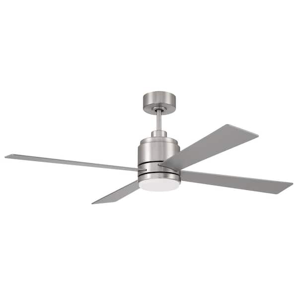 CRAFTMADE McCoy 52 in. Indoor Brushed Nickel Finish Ceiling Fan with Soft White Integrated LED Light and 4 Speed Control Included