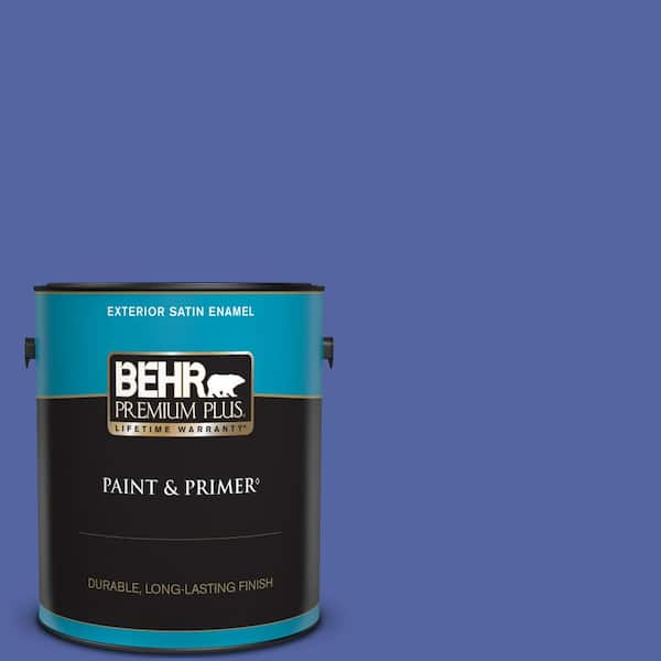 BEHR PREMIUM PLUS 1 gal. #T13-9 Electrify Satin Enamel Exterior Paint & Primer