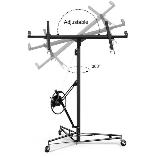 Unbranded 16 ft. Lift Drywall Panel Hoist Jack Adjust Angle Height and Width for Ceiling in Black