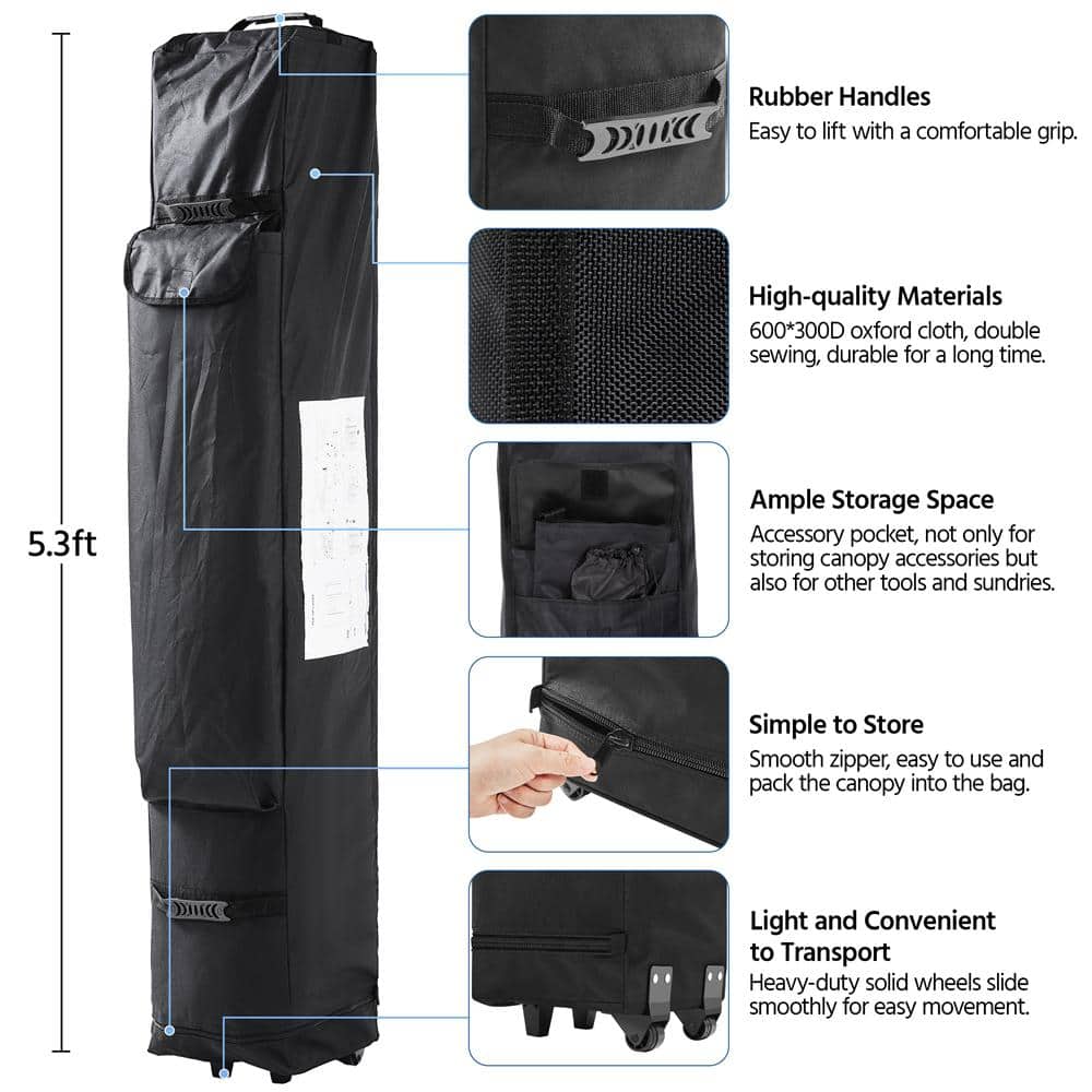 Navy Blue 10 ft x 10 ft Adjustable Height Pop-Up Canopy Tent