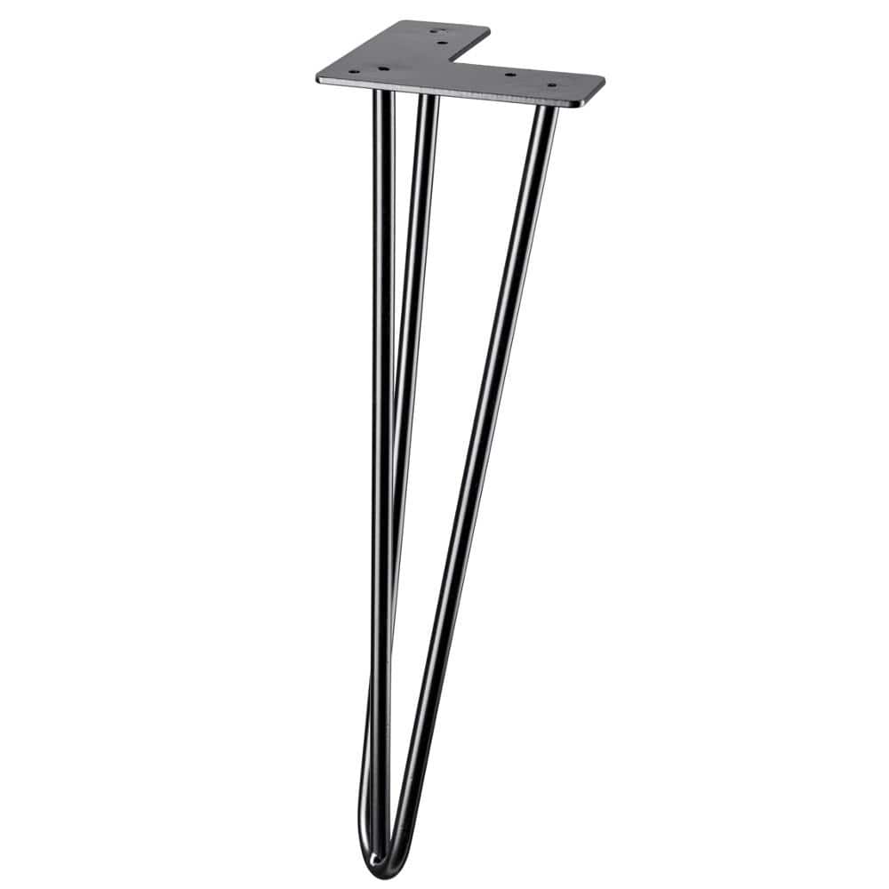 Hettich 16 in. Black Matte Steel Hairpin Table Legs (4-Pack