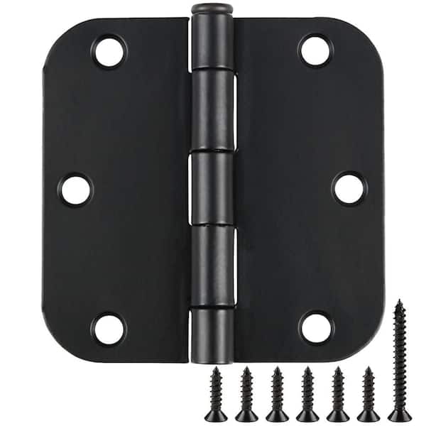 30-Pack Heavy Duty Interior Door Hinges, Rounded 5/8 in. Radius, Matte Black Finish 3.5 in. Iron Hardware For Renovation