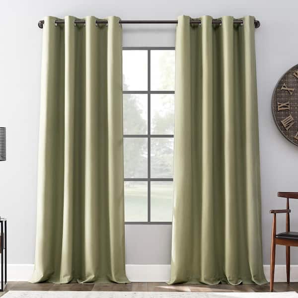 Colt Sage Green Linen Polyester Blend 52 in. W x 84 in. L Grommet 100% Blackout Curtain (Single Panel)
