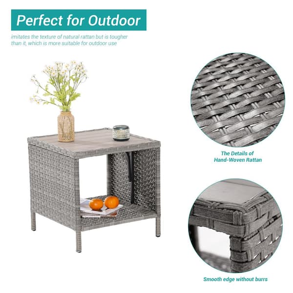 HDPE Rattan Patio Coffee Table: Hand-Woven All-Weather Outdoor Wicker