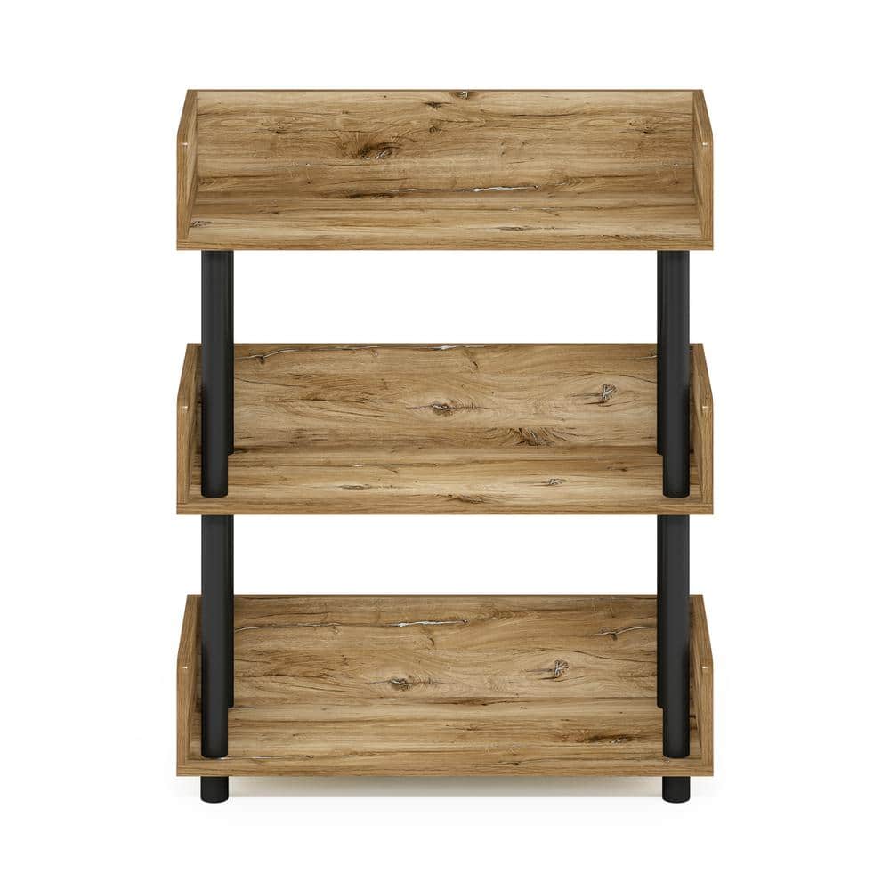 Flagstaff Oak and Black 3-Tier Freestanding Display Rack