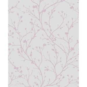 Orchis Lavender Flower Branches Paper Strippable Roll (Covers 56.4 sq. ft.)