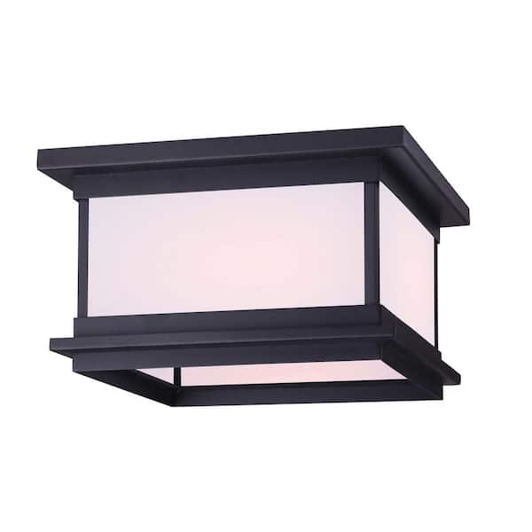CANARM Akello 2-Light Matte Black Outdoor Flush Mount Light