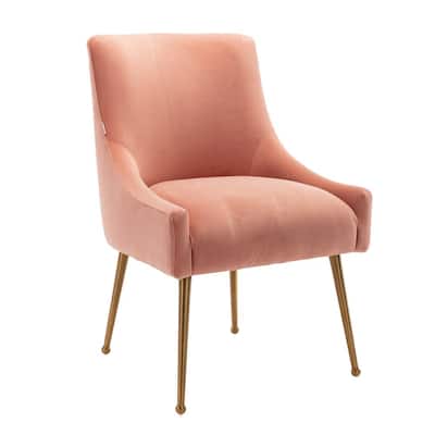 Modern Pink Velvet Accent Chair Leisure Side Chair with Gold Chromed Legs