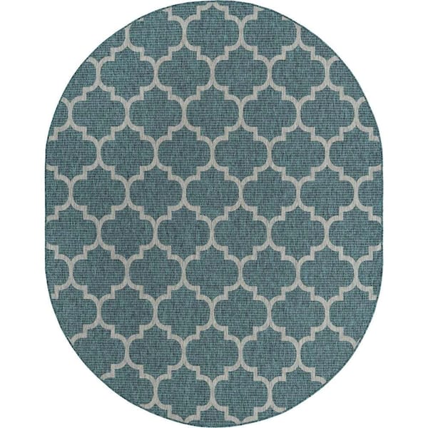 Unique Loom Outdoor Trellis Teal 7 ft. 10 in. x 10 ft. Area Rug