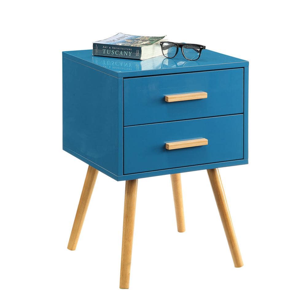 Oslo Blue 16'' Square Wood End Table with Storage