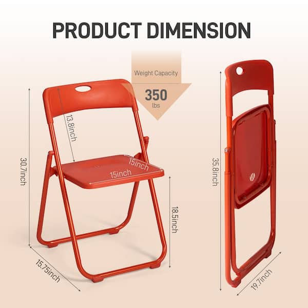 Karl home Patio Orange Plastic Folding Chair(Set of 6) K1G56001766
