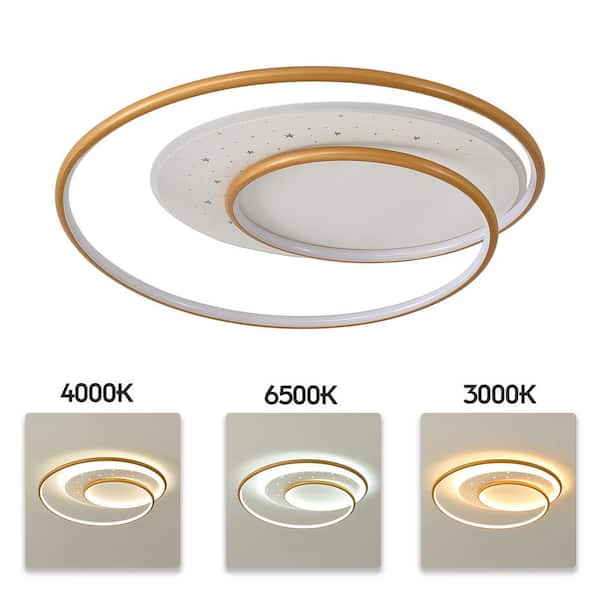 OUKANING 19.68 in. Gold Modern Simple Style Selectable LED
