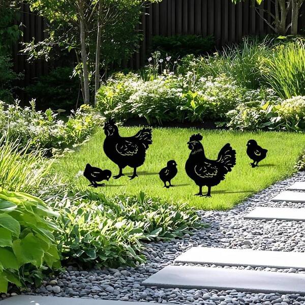 Chicken Weather Proof Steel Decorative Garden Stake 5 Pack