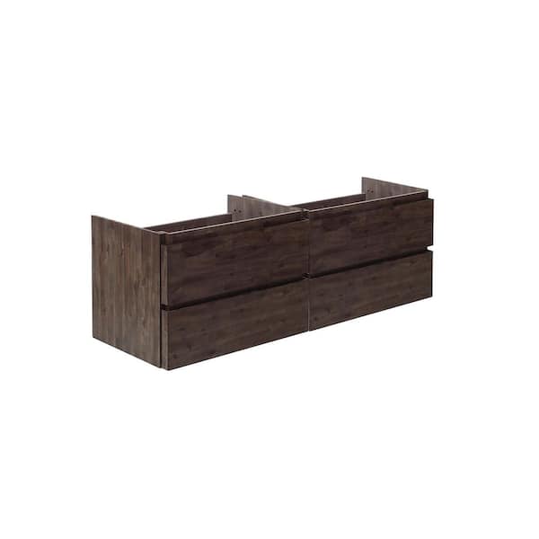 Fresca Formosa 58 in. Wall Mount Floating Double Bath Vanity Cabinet without Top in Acacia