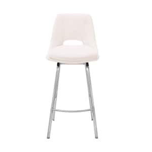 30 in. Elegant Grey Faux Leather Bar Stool with Stainless Steel Frame