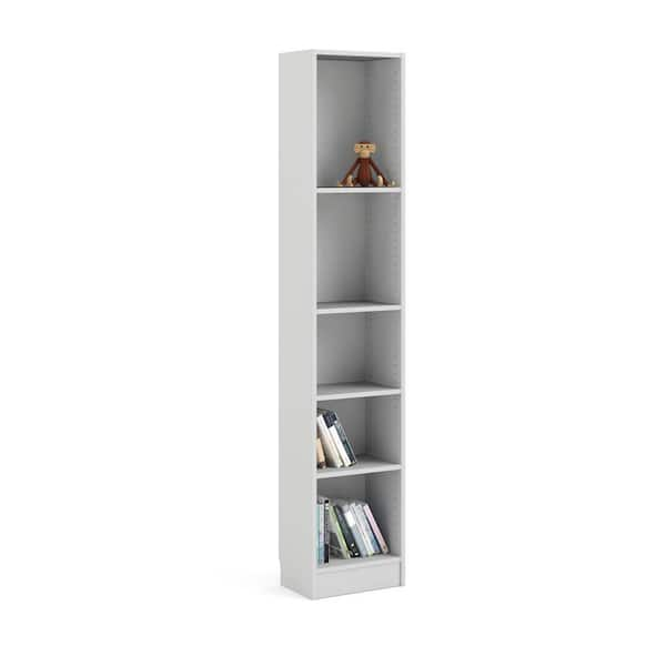 Vineego Wood Bookcase Tall Book Shelves 5 Display storage Organization  Furniture for Living Room,Ivory White