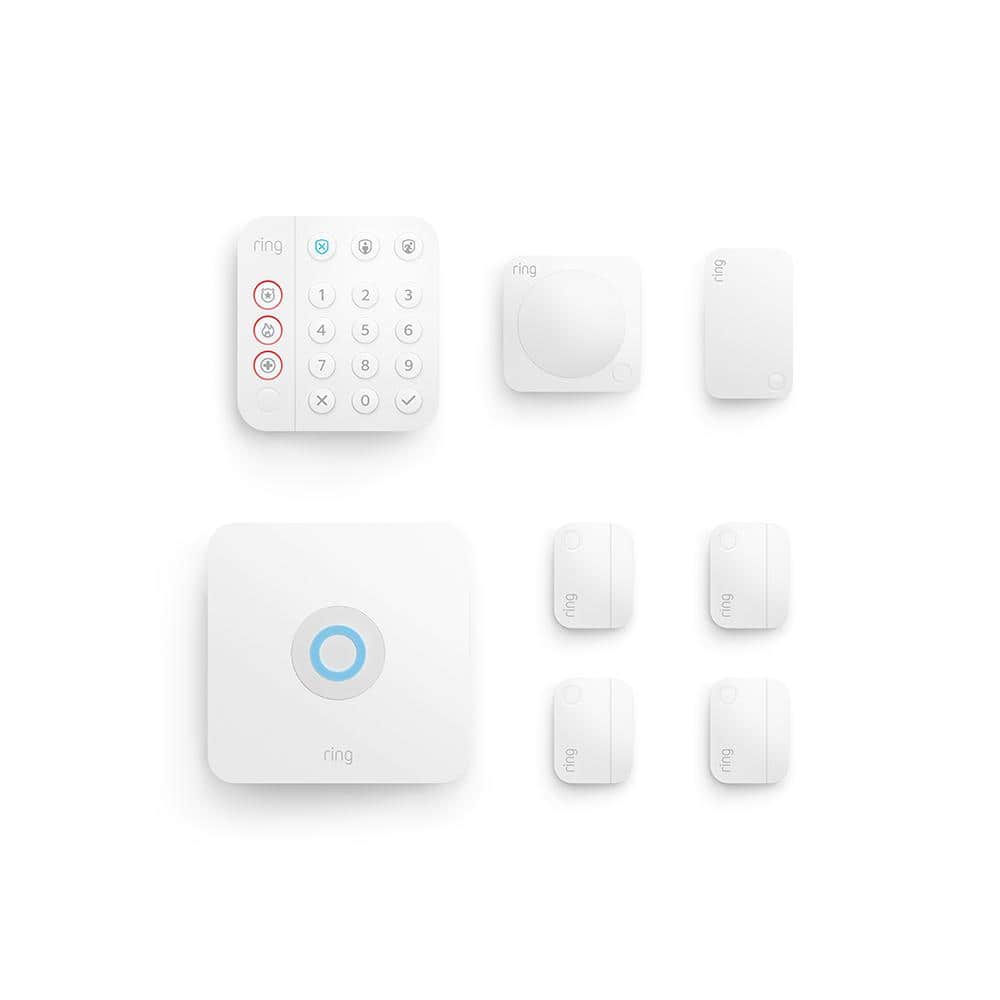 Ring Wireless Home Security Alarm Kit (2nd Gen) with Video Doorbell Satin Nickel (8-Piece) (2020 Release), White -  B08P4XFLNS