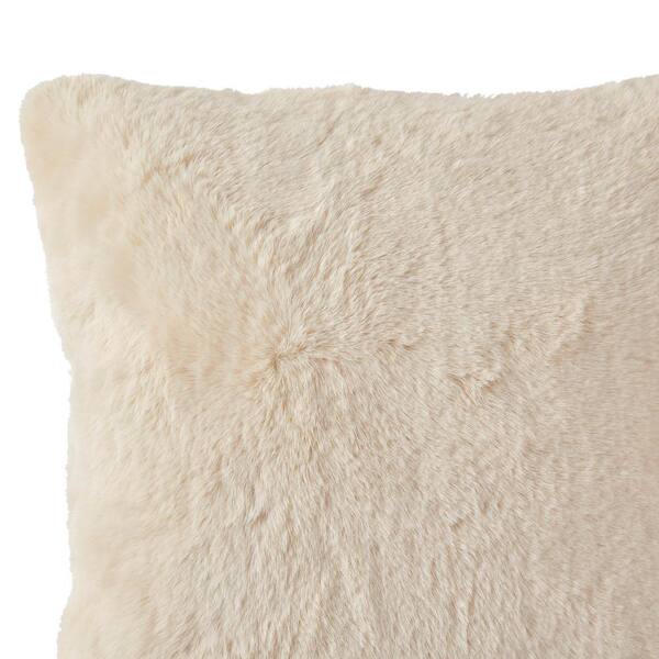 cream faux fur throw pillow