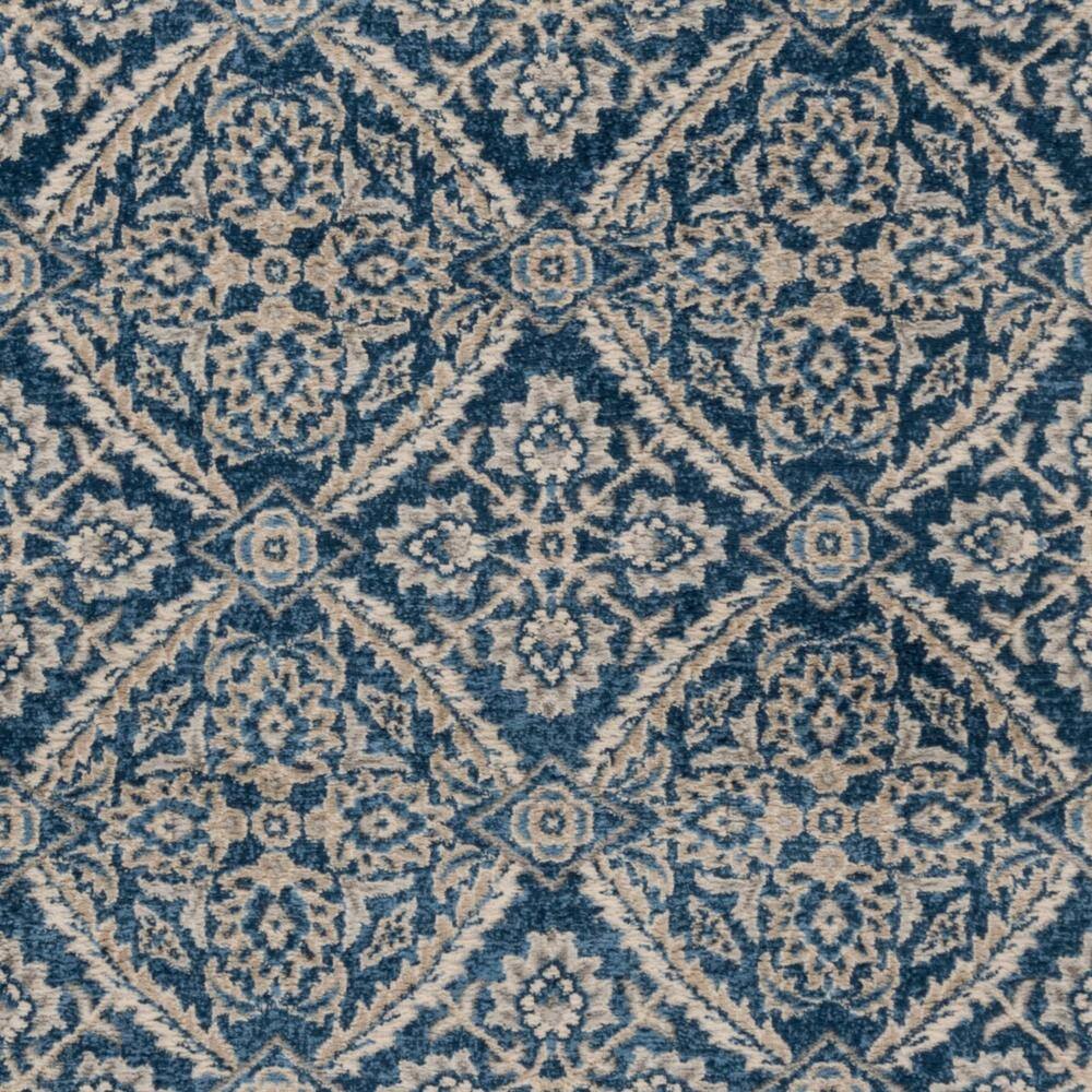 Navy and Cream Synthetic Bohemian Area Rug with Border Embellishment