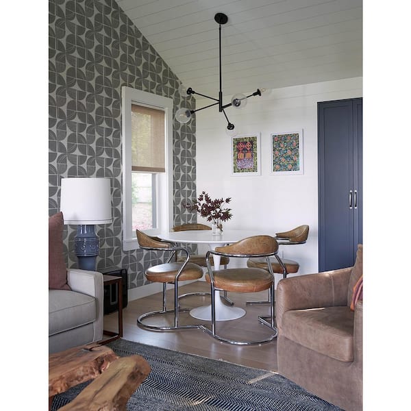 Baxter Charcoal Grey Semicircle Mosaic Wallpaper Sample