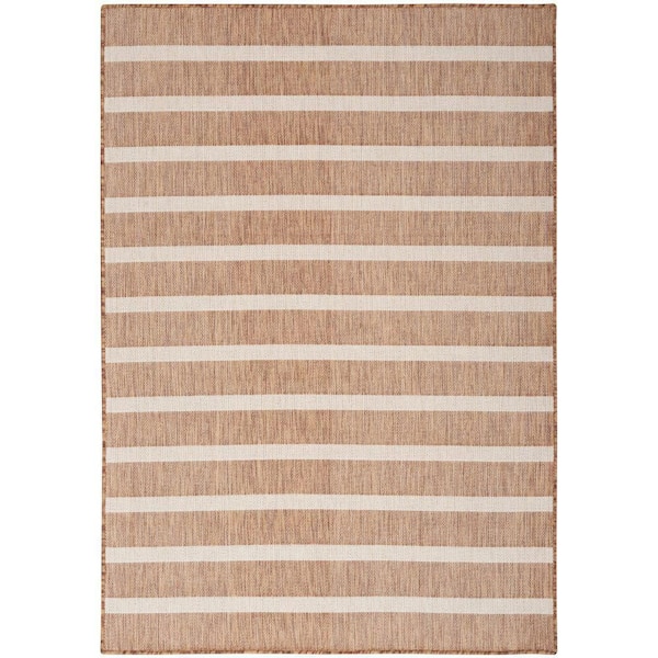 Nourison Positano Jute Ivory 5 ft. x 7 ft. Stripes Contemporary Area Rug