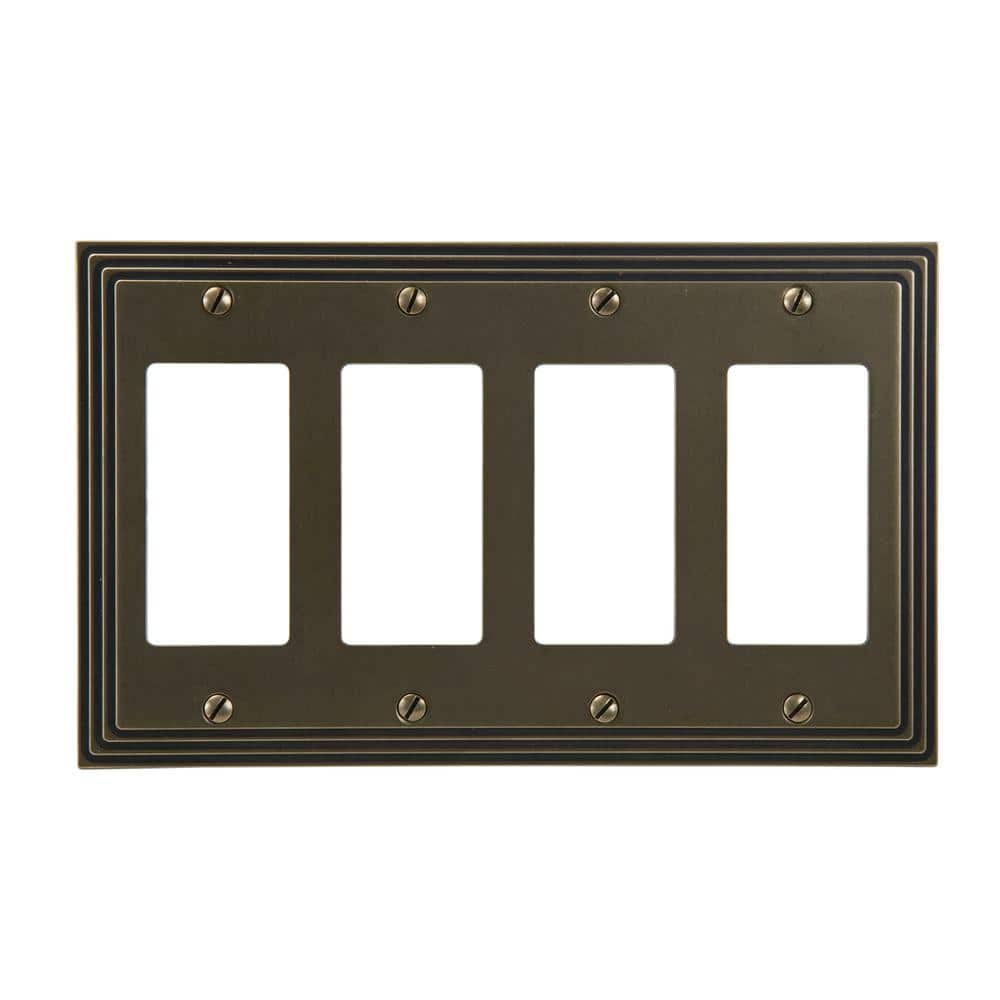 Tiered 4 Gang Rocker Metal Wall Plate - Rustic Brass price history on PriceWatchPro