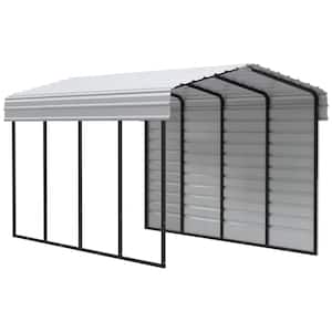 10 ft. W x 20 ft. D x 9 ft. H Eggshell Galvanized Steel Carport with 1-sided Enclosure
